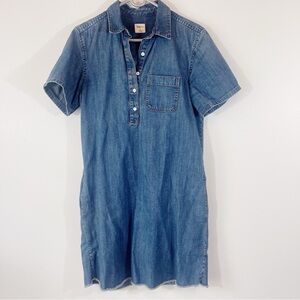 Gap Short Sleeve Raw Hem Denim Dress Size Small